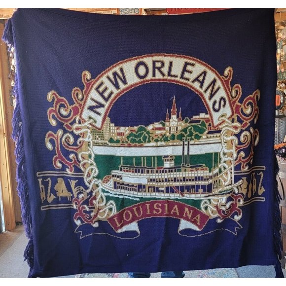New Orleans Large Graphic Throw Blanket JC Knitwear - Picture 2 of 6